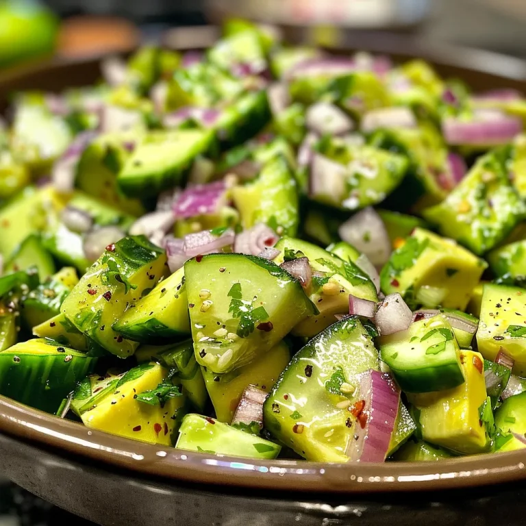 A Burst of Freshness Your New Favorite Cucumber Avocado Salad Close-up of a vibrant cucumber and avocado salad with cherry tomatoes and red onion.