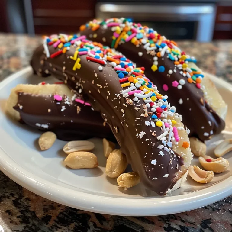 Chill Out with These Irresistible Frozen Chocolate Covered Bananas Close-up view of frozen chocolate-covered bananas with colorful sprinkles.