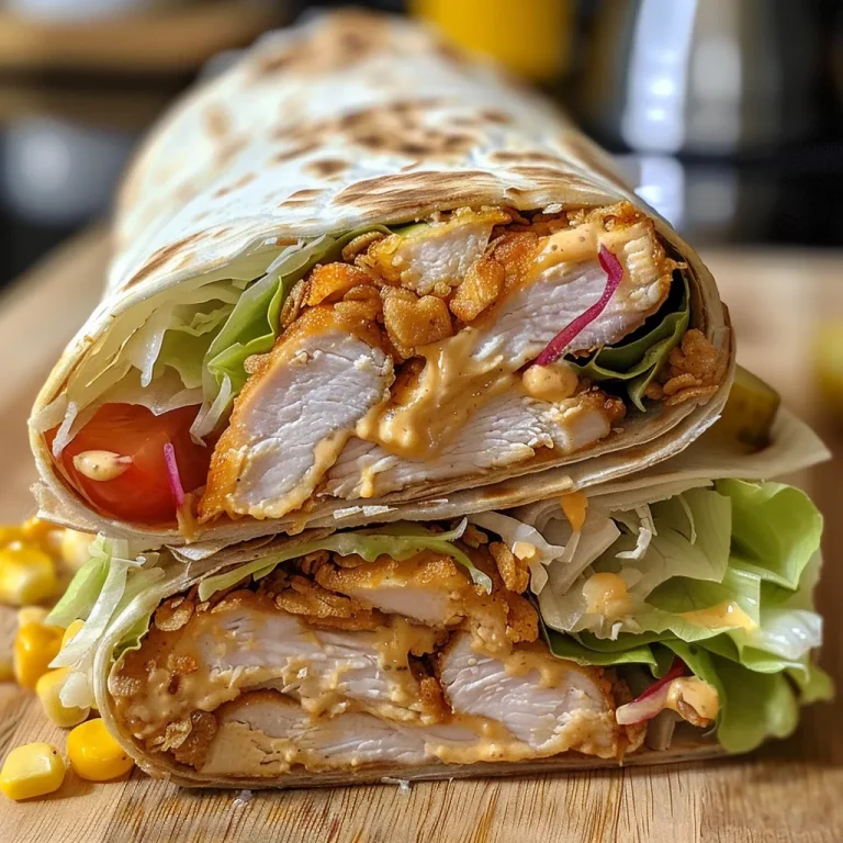 Wrap Yourself in Flavor A Quick Honey Mustard Chicken Delight Close-up view of a Honey Mustard Chicken Wrap with colorful ingredients visible.