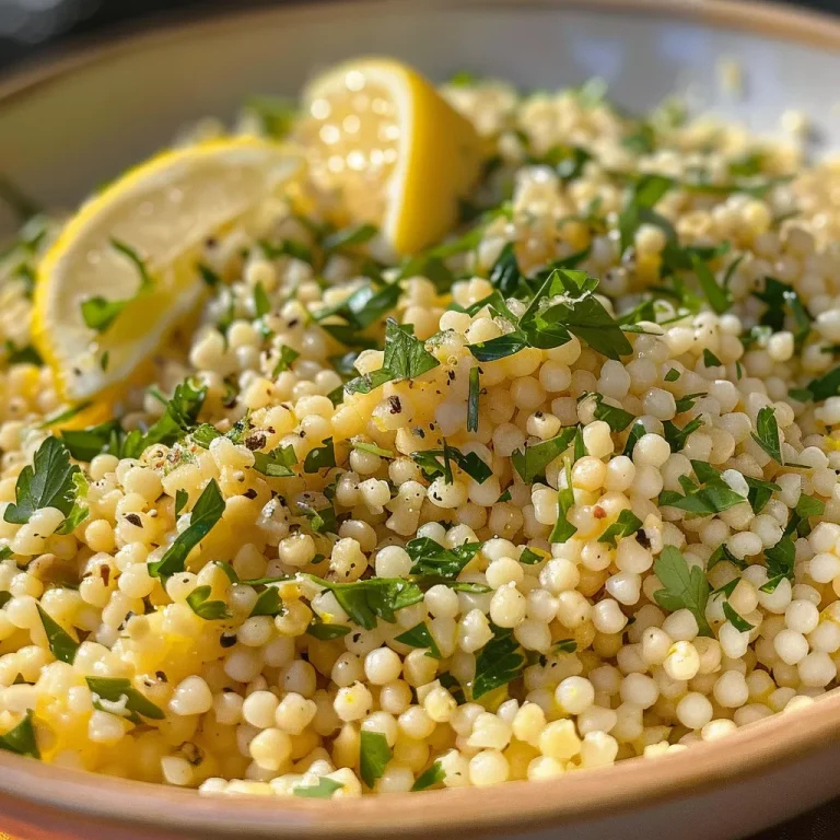 Close-up of Lemon Herb Couscous with fresh parsley sprinkled on top.