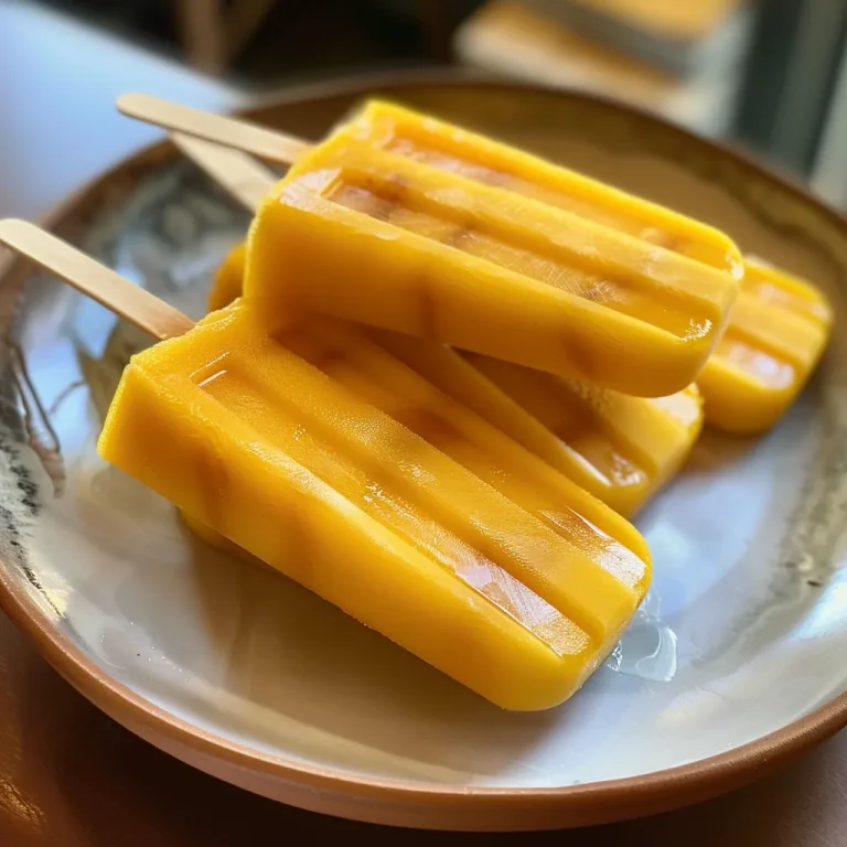 Close-up view of a vibrant mango popsicle with a smooth texture.