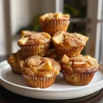 A close-up side view of mini apple muffins with a golden-brown top.