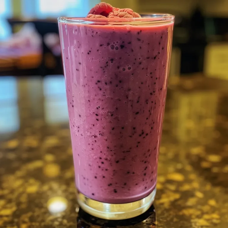 Blend Your Way to Bliss The Ultimate Mixed Berry Smoothie Recipe A close-up view of a vibrant mixed berry smoothie in a glass, showcasing its rich colors.