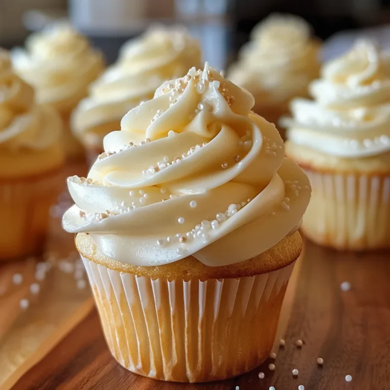 Baking Bliss The Ultimate Recipe for Moist and Fluffy Vanilla Cupcakes Close-up side view of moist and fluffy vanilla cupcakes with a light frosting.