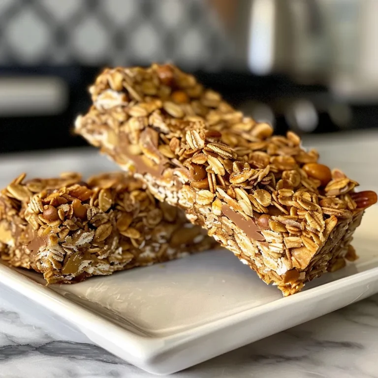 Close-up of a stack of homemade no-bake granola bars, showcasing their chewy texture and mixed ingredients.