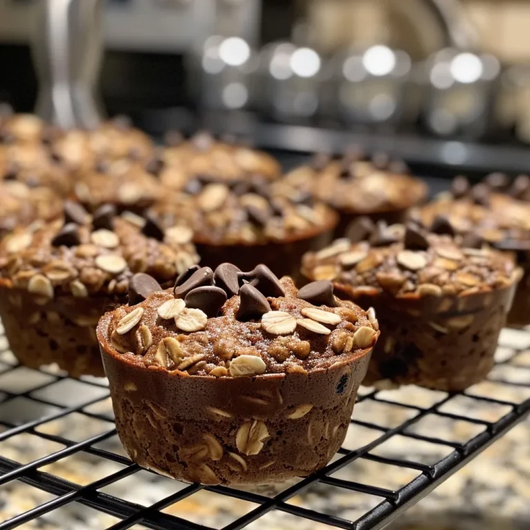 Deliciously Easy Oatmeal Chocolate Chip Muffins to Kickstart Your Day Close-up of oatmeal chocolate chip breakfast muffins with golden tops and chocolate chips.