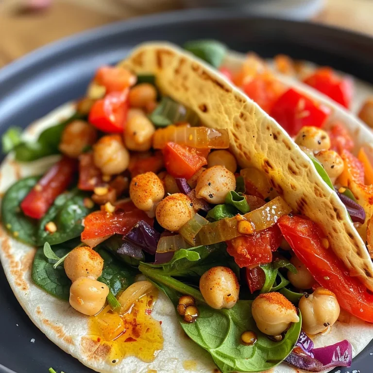 Wholesome Wraps to Brighten Your Weeknight Meals Close-up view of a roasted red pepper and chickpea wrap filled with vibrant vegetables and hummus.