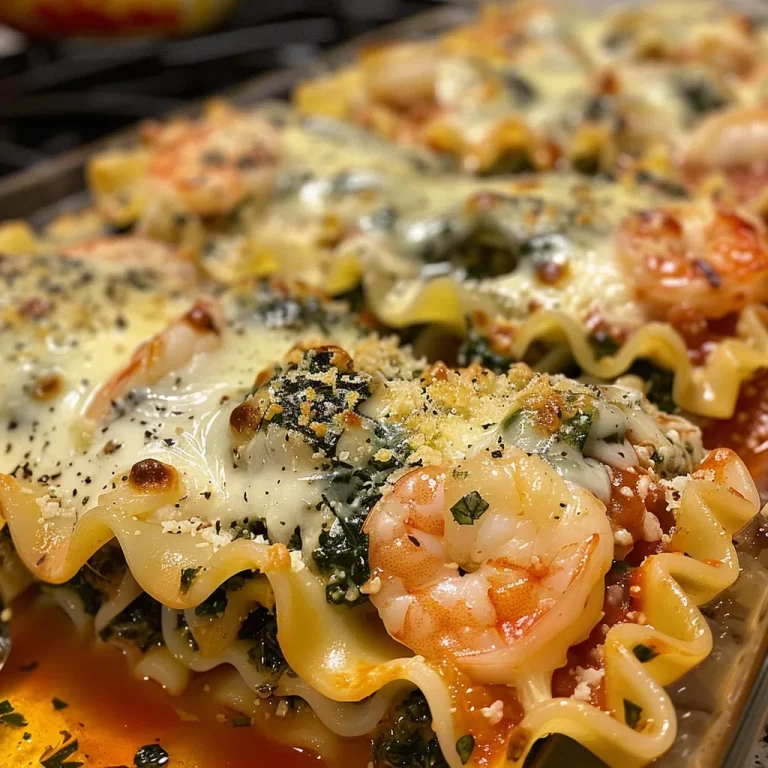 Elevate Your Dinner Game with Shrimp and Spinach Stuffed Pasta Rolls Close-up of Shrimp and Spinach Stuffed Pasta Rolls topped with creamy sauce.