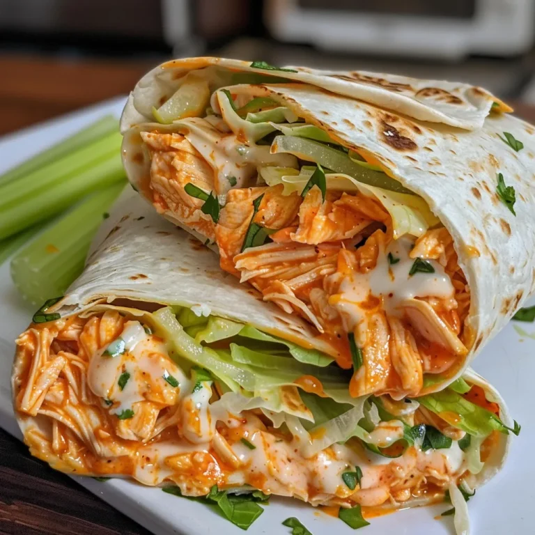 Quick and Zesty Spicy Buffalo Chicken Wraps for Two Juicy Spicy Buffalo Chicken Wraps filled with shredded chicken and fresh vegetables.