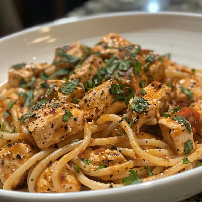 Transform Your Dinner with This Flavor-Packed Spicy Chipotle Chicken Pasta Close-up of a plate filled with Spicy Chipotle Chicken Pasta, showcasing the creamy sauce and vibrant ingredients.