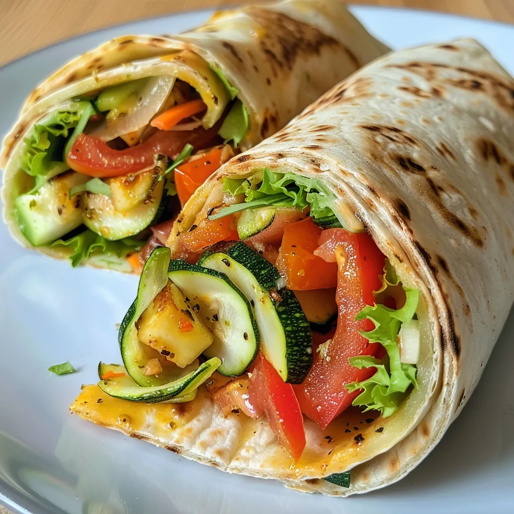 Side view of juicy vegetarian wraps showcasing vibrant ingredients and turmeric rice.