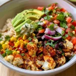 ['Close-up side view of a vibrant Cauliflower Burrito Bowl with colorful ingredients.', 'Side view photo of a delicious Cauliflower Burrito Bowl featuring fresh vegetables and rice.', 'Detailed view of a Cauliflower Burrito Bowl showcasing layers of rice, beans, and toppings.', 'Close-up of a colorful Cauliflower Burrito Bowl filled with assorted vegetables and spices.']