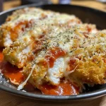 ['A close-up view of a Cottage Cheese Chicken Parm Bowl featuring cubed chicken, cottage cheese, marinara sauce, and melted cheese on top.', 'Side view of a Cottage Cheese Chicken Parm Bowl filled with colorful ingredients including chicken, cottage cheese, and marinara sauce.', 'Juicy Cottage Cheese Chicken Parm Bowl showcasing layers of chicken, low-fat cottage cheese, and a sprinkle of mozzarella.', 'A deliciously presented Cottage Cheese Chicken Parm Bowl with visible ingredients like cottage cheese and marinara in a vibrant dish.']