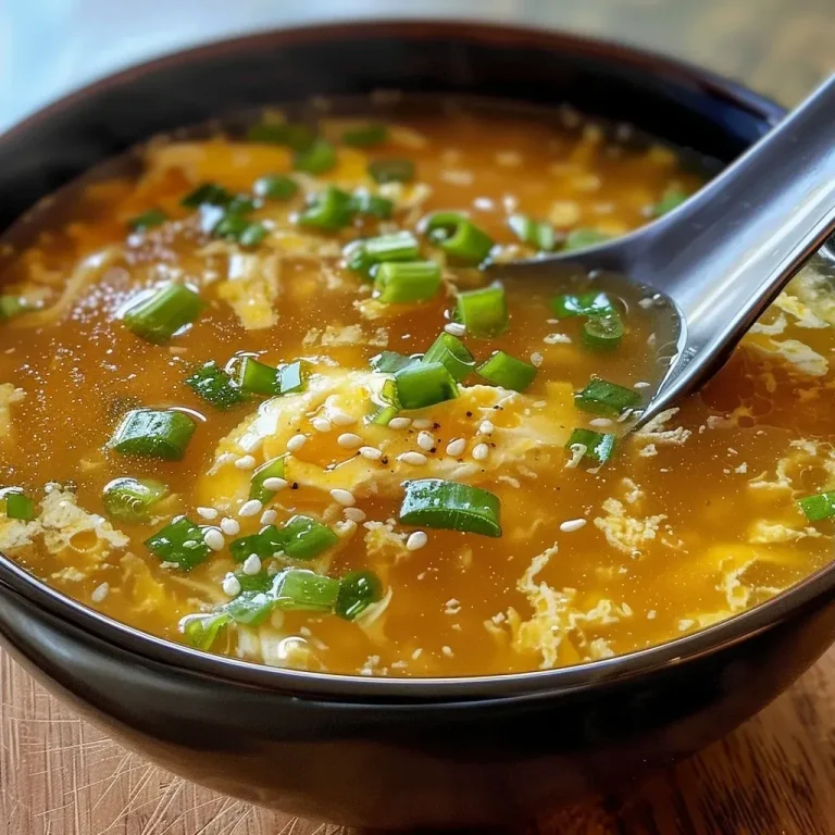 ['Close-up view of a steaming bowl of Egg Drop Soup with green onions.', 'Side view of a bowl filled with golden Egg Drop Soup, garnished with green onions.', 'Detailed image of creamy Egg Drop Soup showcasing its rich texture and color.', 'Close-up of Egg Drop Soup highlighting the ingredients and garnishes.']