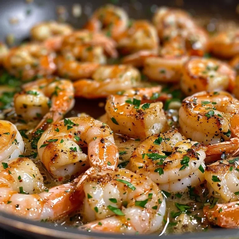 ['Close-up of juicy garlic butter shrimp on a plate, showcasing vibrant colors.', 'Side view of succulent garlic butter shrimp garnished with fresh parsley.', 'Detailed shot of cooked shrimp glistening in garlic butter sauce.', 'Juicy garlic butter shrimp with chunks of minced garlic and herbs.']