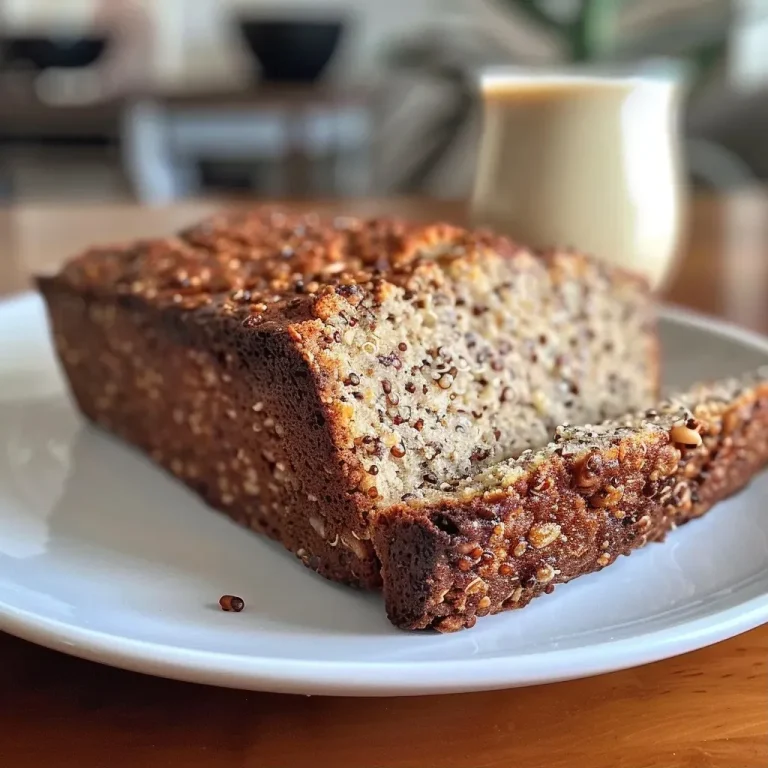 ['Close-up side view of a loaf of gluten-free quinoa bread, showcasing its texture.', 'Juicy gluten-free quinoa bread exhibiting a golden crust and soft interior.', 'A detailed side view of freshly baked gluten-free quinoa bread, highlighting its moist crumb.', 'Slice of gluten-free quinoa bread with a chewy crust, captured in natural light.']