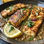 ['Close-up of grilled halloumi cheese on a bed of lemony lentils.', 'Side view of a plate featuring halloumi and lentils with lemon zest.', 'Juicy halloumi slices served with vibrant, lemony lentils.', 'Halloumi cheese with a garnish of lemon and lentils, captured in natural light.']