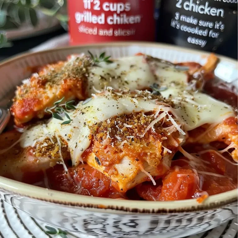 ['Close-up view of a high protein chicken parm cottage cheese bowl topped with marinara and cheese.', 'Side angle of a delicious chicken parm bowl featuring cottage cheese and grilled chicken.', 'Juicy chicken parm cottage cheese bowl with melted mozzarella and a sprinkle of parmesan.', 'Colorful dish of chicken parm with cottage cheese, garnished with herbs and marinara sauce.']