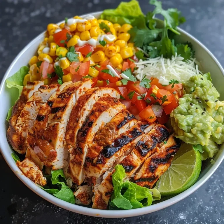 ['Close-up view of a colorful high-protein chicken taco bowl with various toppings.', 'Juicy grilled chicken taco bowl with vibrant ingredients like corn, lettuce, and guacamole.', 'Side view of a delicious taco bowl filled with chicken, cheese, and fresh vegetables.', 'High-protein chicken taco bowl showing layers of grilled chicken and toppings in a bowl.']