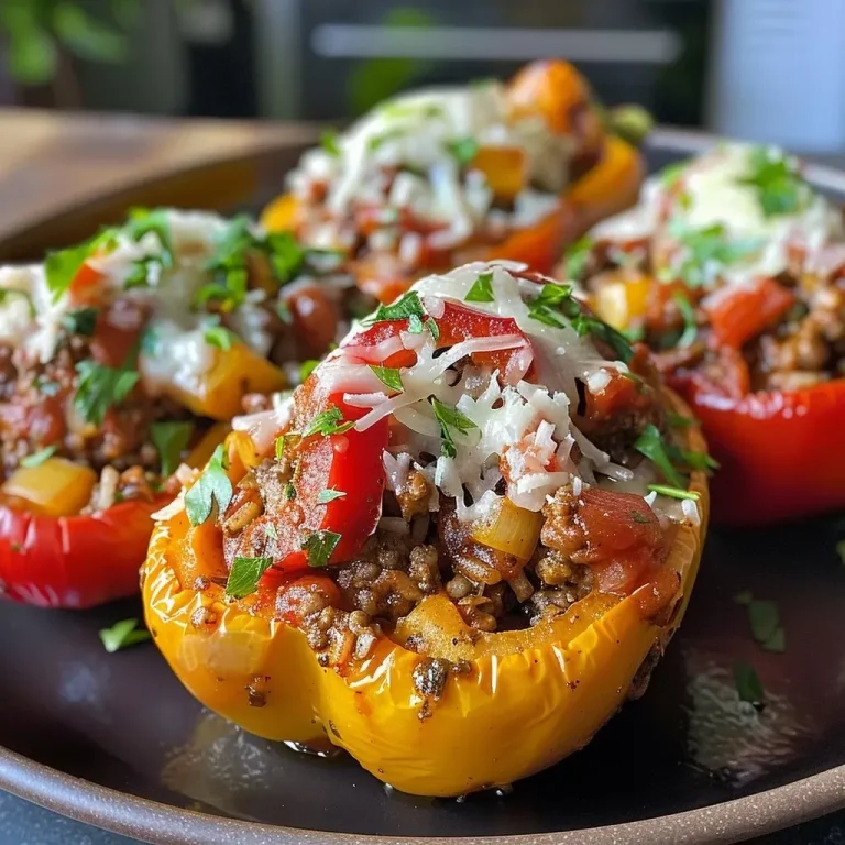 ['Close-up view of juicy high protein unstuffed peppers with ground beef and cheese.', 'Side view of colorful unstuffed peppers filled with beef and topped with melted mozzarella.', 'Detailed shot of healthy unstuffed peppers showcasing vibrant colors and rich ingredients.', 'Appetizing high protein unstuffed peppers featuring ground beef, tomatoes, and fresh herbs.']