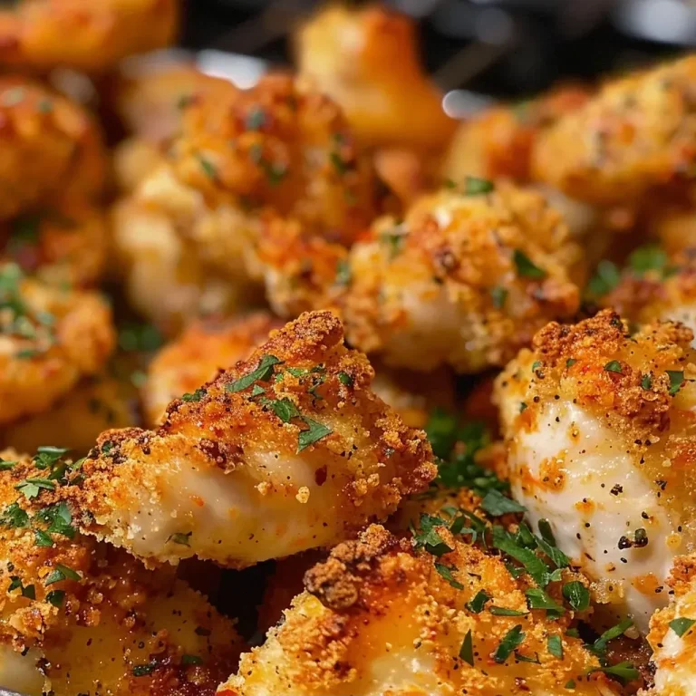 ['Close-up view of juicy baked chicken bites seasoned with herbs.', 'Side angle of golden-brown chicken bites on a plate.', 'Juicy baked chicken pieces garnished with fresh parsley.', 'Appetizing chicken bites with a crispy exterior and juicy interior.']