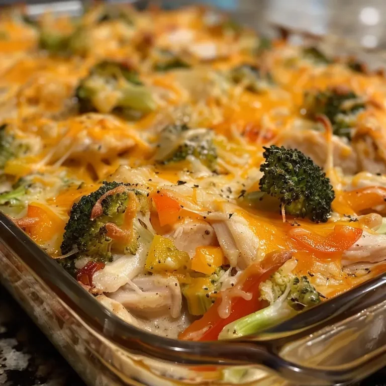 ['Side view of a juicy Low Carb Chicken Casserole with melted cheese on top.', 'Close-up image of a savory Low Carb Chicken Casserole showing layers of chicken and vegetables.', 'Delicious Low Carb Chicken Casserole featuring broccoli, bell peppers, and cheese.', 'Tasty Low Carb Chicken Casserole served in a baking dish, highlighting its creamy texture.']
