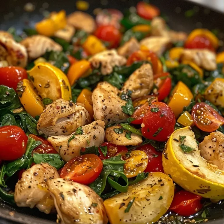 ['A vibrant Mediterranean chicken stir fry showcasing colorful vegetables and chicken pieces.', 'Juicy chicken stir fry with fresh spinach, cherry tomatoes, and bell peppers, captured from the side.', 'Close-up view of a Mediterranean chicken stir fry, highlighting diced vegetables and herbs.', 'A side perspective of Mediterranean chicken stir fry, featuring bright colors and ingredients.']