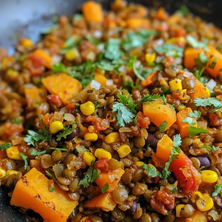 ['Close-up of a bowl filled with One Pot Mexican Lentils topped with melted cheddar cheese.', 'A vibrant dish of One Pot Mexican Lentils showcasing diced sweet potatoes and black beans.', 'Side view of a warm serving of One Pot Mexican Lentils, with colorful ingredients visible.', 'A delicious serving of One Pot Mexican Lentils, featuring a mix of lentils, corn, and spices.']