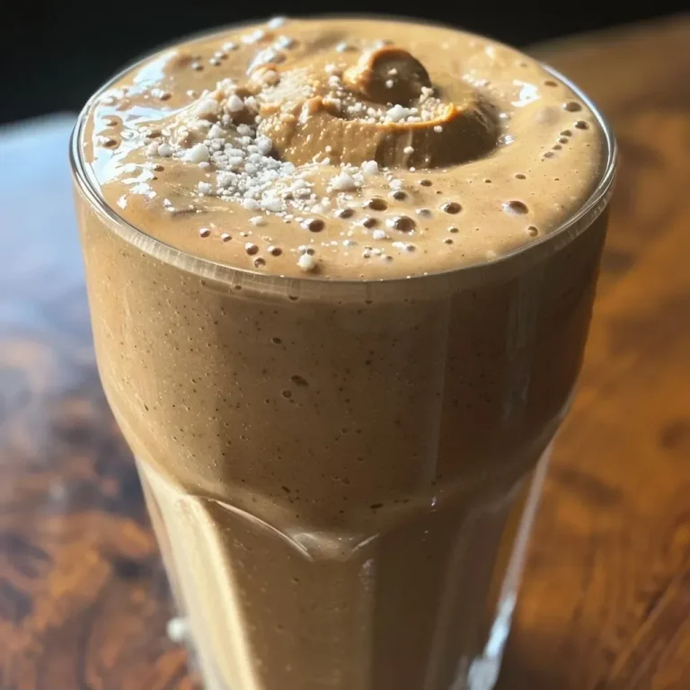 ['A creamy peanut butter smoothie in a clear glass, garnished with banana slices.', 'Close-up side view of a peanut butter protein smoothie with a rich, thick consistency.', 'A delicious peanut butter smoothie with ice cubes, presented in a stylish glass.', 'Refreshing peanut butter smoothie topped with a swirl of peanut butter and surrounded by ingredients.']