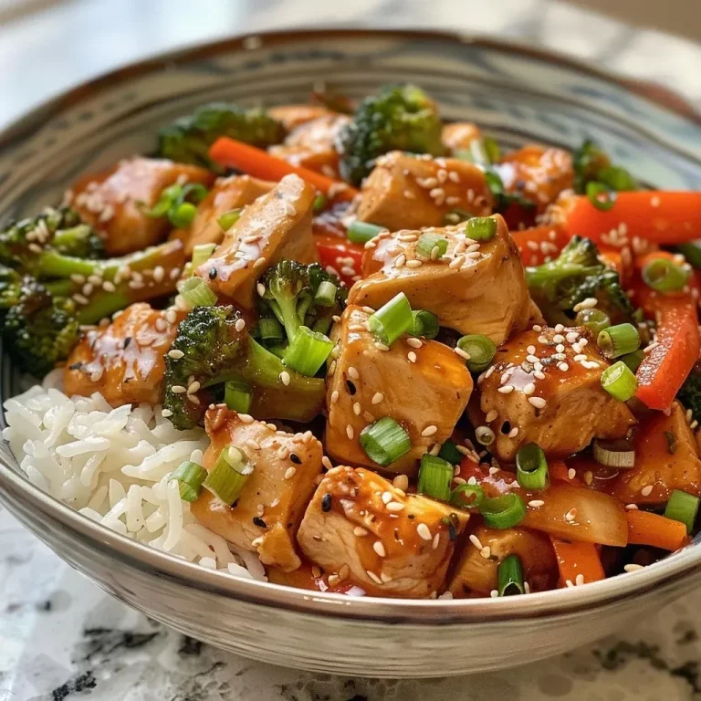 ['Close-up view of a colorful chicken stir fry in a skillet, showcasing vibrant vegetables and juicy chicken.', 'Side view of a healthy chicken stir fry with broccoli, bell peppers, and carrots in a black skillet.', 'Appetizing stir fry meal highlighting diced chicken, green onions, and sesame seeds on top.', 'Detailed close-up of a stir fry featuring vibrant ingredients like broccoli and carrots mixed with chicken.']