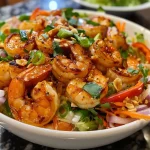 ['Close-up view of a vibrant Spicy Thai Shrimp Salad with colorful vegetables.', 'Side view of a plated Spicy Thai Shrimp Salad, showcasing shrimp and fresh greens.', 'Detailed image of a Spicy Thai Shrimp Salad, featuring shrimp, herbs, and dressing.', 'Lively presentation of Spicy Thai Shrimp Salad, highlighting its juicy shrimp and textures.']