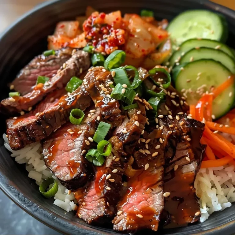 ['Close-up view of a steak rice bowl topped with diced avocado and fresh cilantro.', 'Side view of a delicious steak rice bowl with colorful toppings including tomatoes and red onion.', 'Juicy flank steak on a bed of jasmine rice, garnished with lime wedges and cilantro.', 'A vibrant steak rice bowl featuring layers of cooked rice, avocados, and sour cream.']