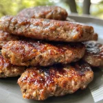 ['Close-up side view of a juicy Turkey Breakfast Sausage, showcasing its crispy texture.', 'Detailed shot of a Turkey Breakfast Sausage, highlighting its appealing brown color and juicy interior.', 'Artistic side view of a succulent Turkey Breakfast Sausage, emphasizing its deliciousness.', 'Close-up view of a Turkey Breakfast Sausage with a focus on its glistening surface.']