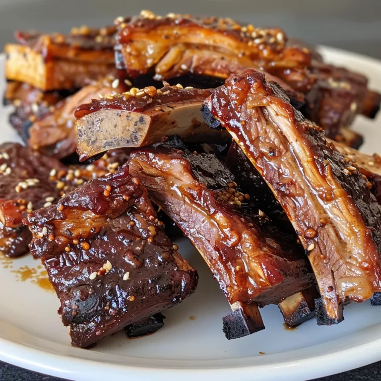 ['Close-up view of succulent Five Spice BBQ beef ribs on a plate.', 'Juicy beef short ribs seasoned with Chinese Five Spice, displayed side view.', 'Deliciously glazed beef ribs, showcasing rich color and texture.', 'Appetizing bone-in beef ribs with a glossy BBQ sauce visible.']