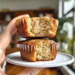 ['Close-up view of delicious vegan banana muffins with a golden brown top.', 'Side view of moist vegan banana muffins showcasing their fluffy texture.', 'Freshly baked vegan banana muffins displayed on a wooden surface.', 'Juicy vegan banana muffins with visible banana pieces and a soft crust.']