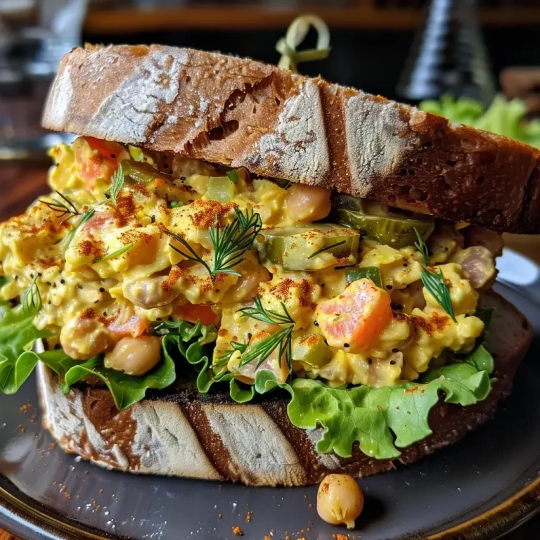 ['Close-up view of a vegan salad sandwich filled with lentils and chickpeas.', 'Side view of a delicious vegan egg salad sandwich showcasing its colorful ingredients.', 'Juicy vegan egg salad sandwich made with lentils and chickpeas on whole grain bread.', 'Tasty vegan sandwich filled with lentil and chickpea salad, garnished with lettuce.']