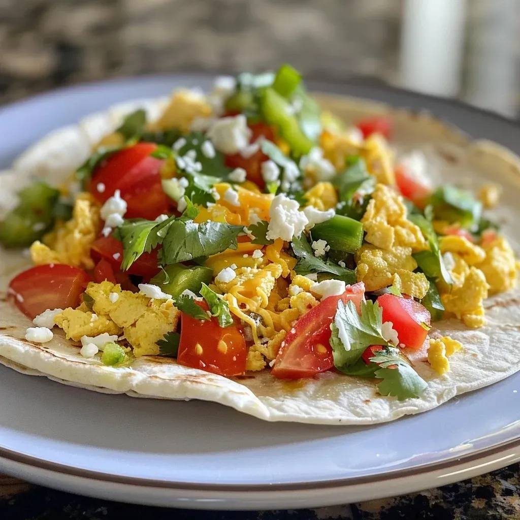 ['Close-up of a colorful veggie-packed breakfast taco with a soft tortilla and melted cheese.', 'Side view of a delicious breakfast taco filled with egg, diced vegetables, and cheese on a wooden table.', 'Juicy breakfast taco showcasing a blend of vegetables and egg, seated on a rustic plate.', 'Freshly made breakfast taco overflowing with vibrant veggies and a hint of cheese, captured with an iPhone.']