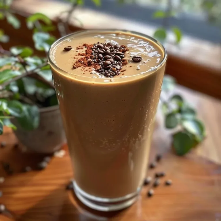 ['Side view of a quinoa smoothie with coffee in a clear glass, topped with a banana slice.', 'Close-up of a creamy quinoa smoothie with coffee, served in a stylish glass with a straw.', 'Delicious quinoa coffee smoothie with a rich texture, presented beautifully in a side view.', 'Refreshing smoothie made from quinoa and coffee, featuring a golden banana slice on top.']