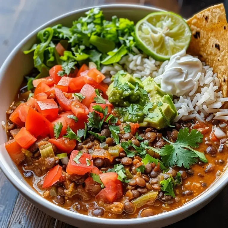 ['A hearty Crockpot Lentils Burrito Bowl with vibrant colors and ingredients clearly visible from a side angle.', 'Close-up view of a delicious Crockpot Lentils Burrito Bowl, showcasing lentils, rice, and toppings in a bowl.', 'A side view of a flavorful Crockpot Lentils Burrito Bowl, packed with lentils, brown rice, and fresh toppings.', 'An appetizing close-up of a hearty burrito bowl featuring lentils, rice, and colorful toppings.']