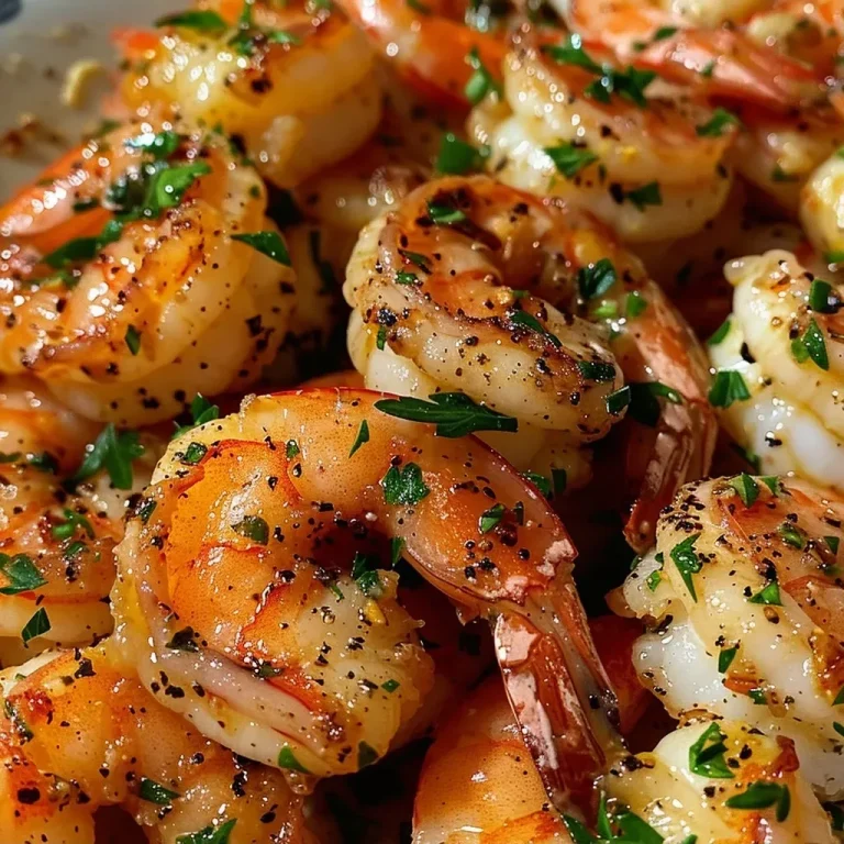 ['Close-up of juicy Garlic Butter Shrimp glistening with garlic and herbs.', 'Side view of plump shrimp sautéed in a rich garlic butter sauce.', 'Juicy shrimp cooked in a buttery garlic sauce with herbs and lemon.', 'A plate of vibrant Garlic Butter Shrimp garnished with fresh parsley.']
