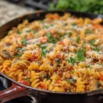 ['Close-up view of a delicious Ground Turkey Pasta Bake with melted cheese on top.', 'Side view of a savory Ground Turkey Pasta Bake, showcasing the layers of pasta, turkey, and cheese.', 'Juicy Ground Turkey Pasta Bake presented in a baking dish, highlighting colorful ingredients and cheese.', 'A hearty serving of Ground Turkey Pasta Bake with fresh parsley garnish and bubbling cheese.']