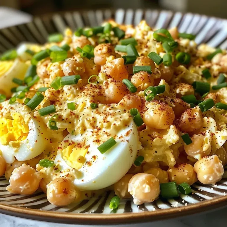 ['A close-up view of a colorful chickpea egg salad, featuring chopped hard-boiled eggs and chickpeas.', 'Side view of a creamy chickpea egg salad in a bowl, garnished with fresh chives and green onions.', 'Juicy chickpea egg salad, showcasing a blend of yellow egg yolks and specks of green from onions.', 'Close-up of a nutritious high protein salad, highlighting hard-boiled eggs and chickpeas mixed with yogurt.']