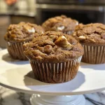 ['Close-up side view of a moist high protein muffin with carrot and coconut, showcasing its texture.', 'Juicy high protein muffin with shredded carrots and coconut, displayed in a natural light setting.', 'High protein muffin featuring a blend of carrot and coconut, captured from the side for emphasis on its moistness.', 'Delicious coconut and carrot muffin, highlighting its soft texture and enticing ingredients in a detailed shot.']