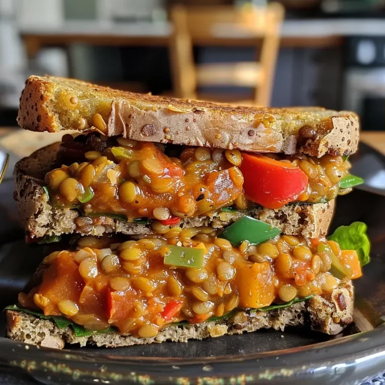 ['Close-up view of Lentil Manwiches with colorful peppers and a hearty filling.', 'Juicy Lentil Manwiches displayed with vibrant minced vegetables and a slice cut out.', 'Side view of delicious Lentil Manwiches filled with lentils and spices.', 'Appetizing Lentil Manwiches showcasing a mix of red and green bell peppers.']