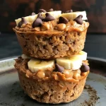 ['Close-up of a moist PB Banana Chickpea Muffin, showcasing its golden brown exterior and chocolate chips.', 'Side view of a freshly baked PB Banana Chickpea Muffin with a crumbly top and visible banana pieces.', 'Juicy PB Banana Chickpea Muffin captured from the side, with a glossy appearance and inviting texture.', 'Deliciously dense PB Banana Chickpea Muffin featuring a rich peanut butter color and chocolate chip accents.']
