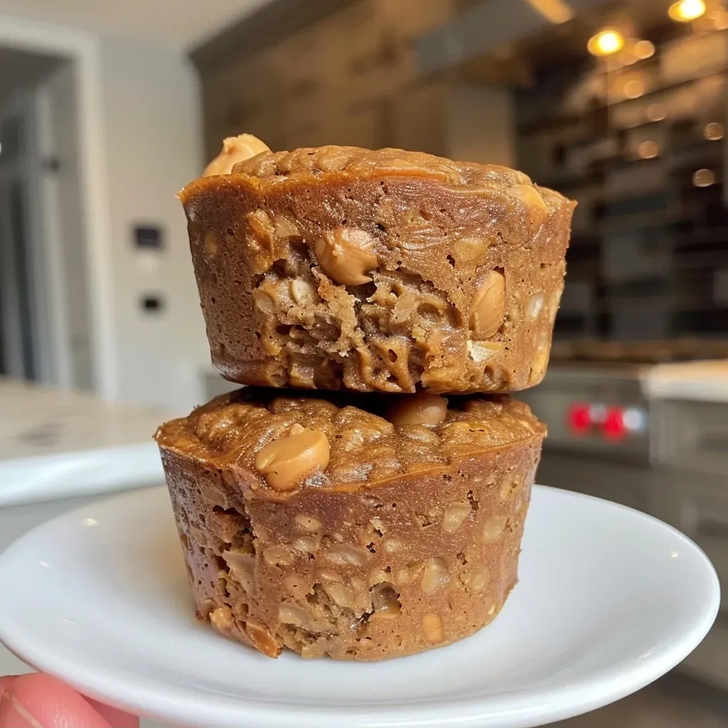 Close-up of a moist PB Banana Chickpea Muffin, showcasing its golden brown exterior and chocolate chips.