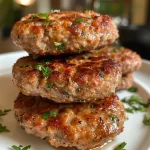 ['Close-up view of juicy turkey breakfast sausage links on a plate.', 'Side view of several deliciously cooked turkey breakfast sausages, glistening with juice.', 'Detailed image of golden-brown turkey breakfast sausage links arranged neatly.', 'Freshly cooked turkey sausage with herbs, showcasing its texture and color.']