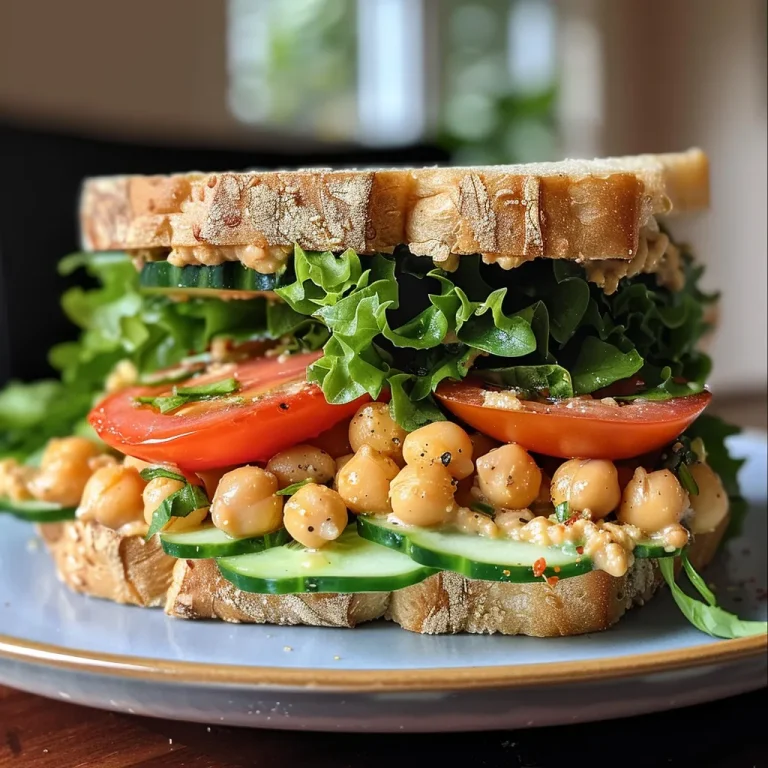 ['Close-up view of a chickpea cucumber sandwich with fresh ingredients.', 'Side view of a beautifully layered chickpea and cucumber sandwich on whole-grain bread.', 'A vibrant chickpea cucumber sandwich displaying its colorful filling and toasted bread.', 'Delicious chickpea cucumber sandwich showcased with lettuce, tomato, and cucumbers.']