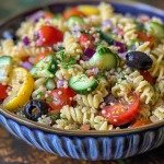 ['Close-up of a vibrant Quinoa Pasta Salad with colorful ingredients.', 'Side view of a bowl filled with Quinoa Pasta Salad, showcasing its fresh vegetables.', 'Juicy Quinoa Pasta Salad featuring tri-colored quinoa and a drizzle of vinaigrette.', 'A colorful mix of Quinoa Pasta Salad ingredients, including cucumbers and tomatoes.']