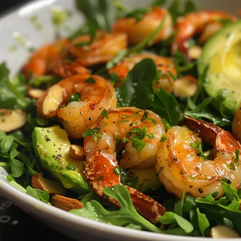 ['A vibrant bowl of Citrus Shrimp and Avocado Salad featuring juicy shrimp, greens, and sliced avocado.', 'Close-up view of a Citrus Shrimp and Avocado Salad showcasing shrimp and fresh greens.', 'An appetizing Citrus Shrimp and Avocado Salad with greens, shrimp, and toppings in a bowl.', 'Detailed image of Citrus Shrimp and Avocado Salad filled with colorful ingredients and garnishes.']